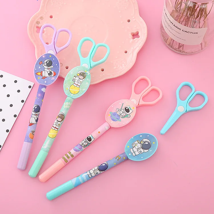 

60Pcs Spaceman Scissors Gel Pen Fun Student Children Handmade Water Pen Office Stationery Signature Pen Wholesale