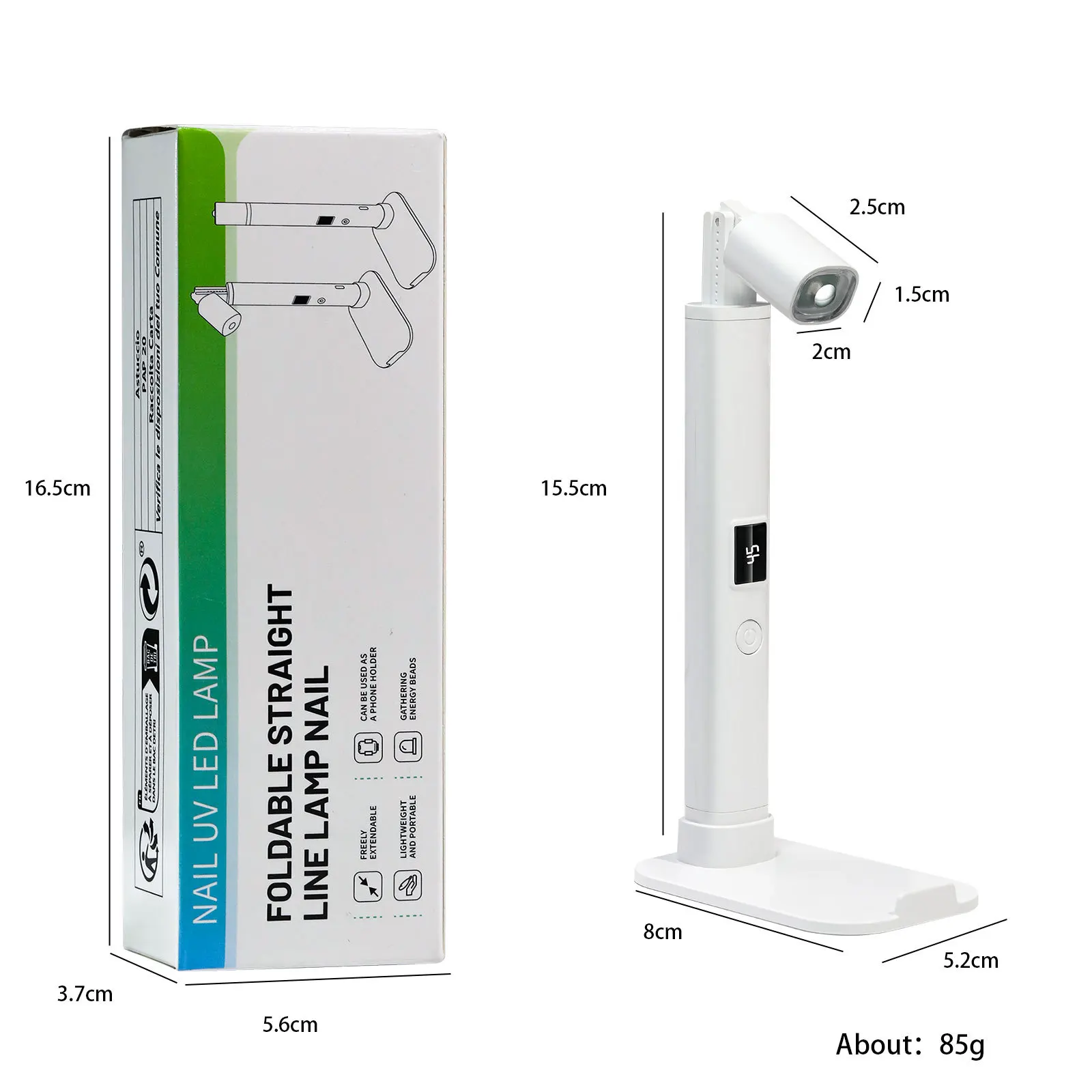 Mini Nail Art Lamp With Bracket USB Rechargeable Portable Extendable Battery Storage Quick-Drying Handheld UV Light For Gel Nail