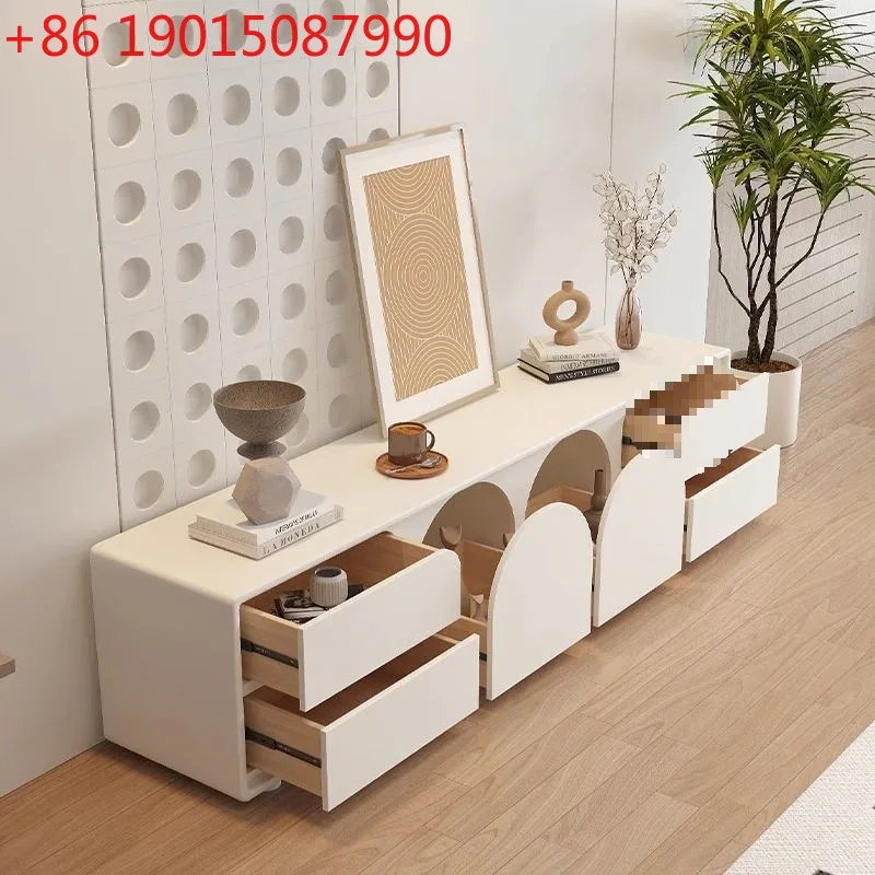 

French cream wind TV cabinet simple modern minimalist small apartment coffee table floor living room household TV cabinet