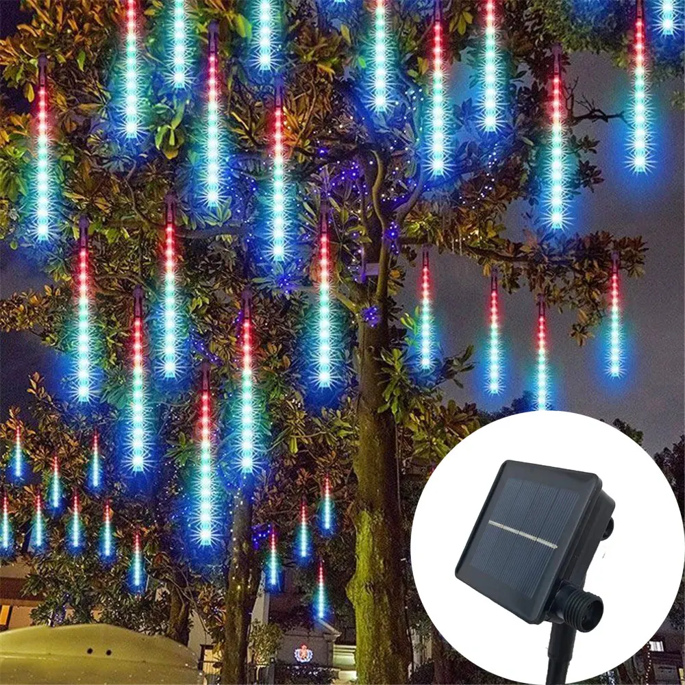 

8 Tube Solar Meteor Shower Rain Lights 30cm Led Falling Rain Fairy String Light for Xmas Tree Garden Wedding Party Decoration