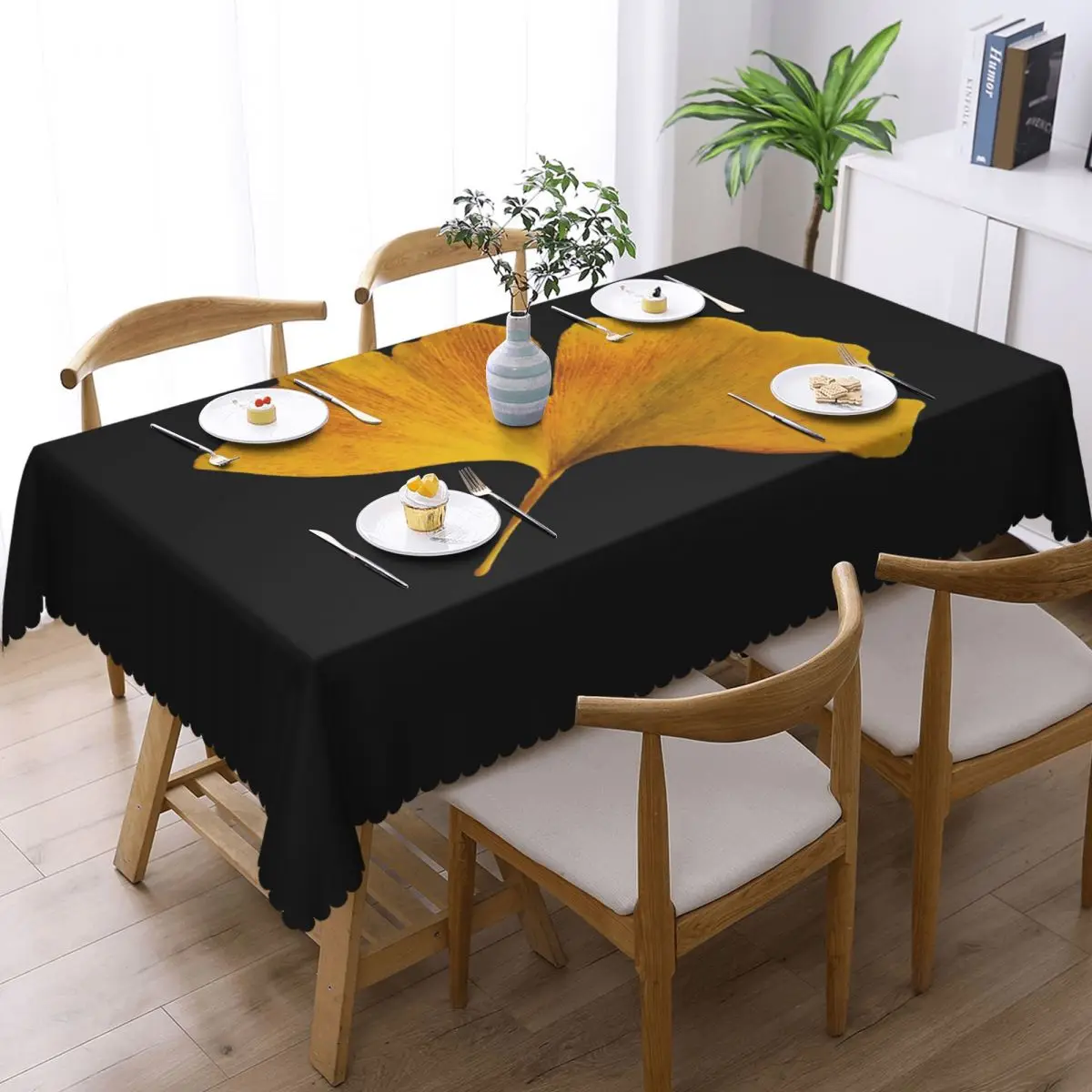 Autumn Ginkgo Biloba Art Photography Autumnal Ginkgo Leaf Rectangular Tablecloth Oilproof Table Cover Dining Events Table Cloth