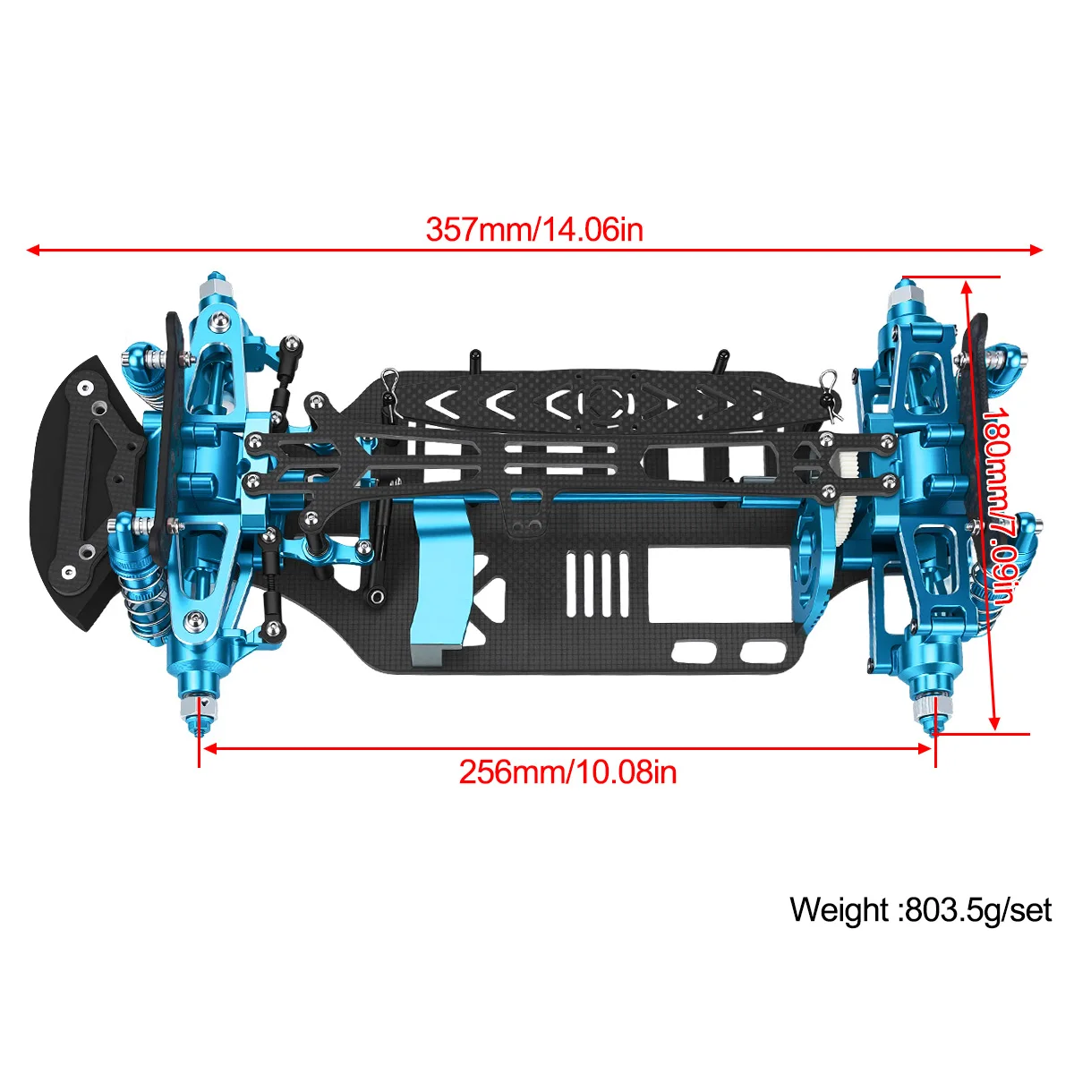 Aluminum & Carbon Fiber Frame Chassis Kit with Shock Absorbers Belt Drive for 1/10 RC Car Tamiya TT01 TT-01 DIY Upgraded Parts - view 2