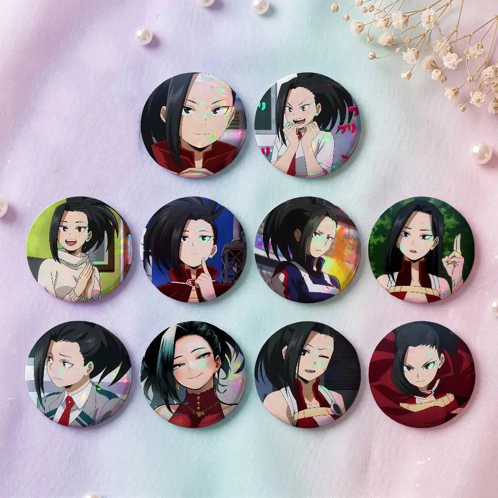 1pc Momo Yaoyorozu Anime Characters Cartoon Style Badge Brooches On Backpack Decoration Round Enamel Pins For Accessorys