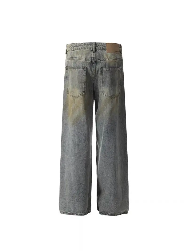 Waed Vintage American Sle Jeans Men's Casual Loose Straight Leg Jeans Durable Denim Youthful Trend Spring Autumn Wear