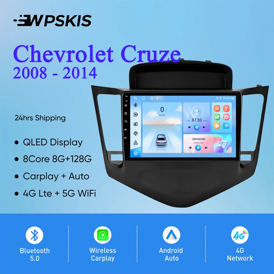 8G+128G Android 14 For Chevrolet Cruze 2008 - 2014 Car Radio Video Audio Music Multimedia Player GPS Navigation DVD Cassette