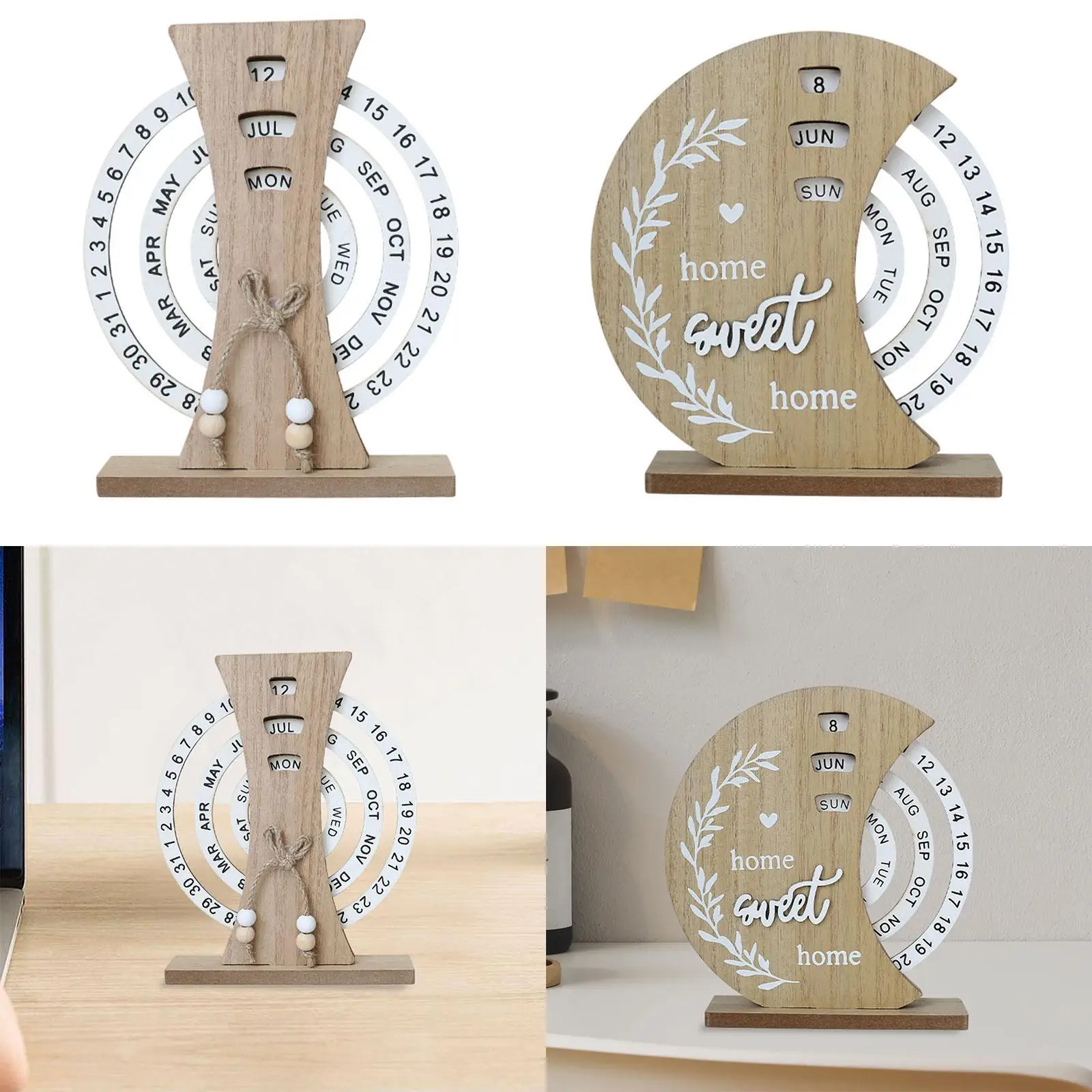 

Desk Calendar Statue Table Centerpieces Desktop Collection Gift Wood Ornament Accessories