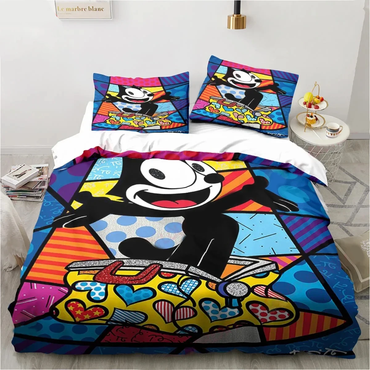 Imagem -06 - Bonito F-felix Cat Bedding Grupo Capa de Edredão Cama Grupo Quilt Cover Fronha Consolador Rei Queen Size Boys Adulto