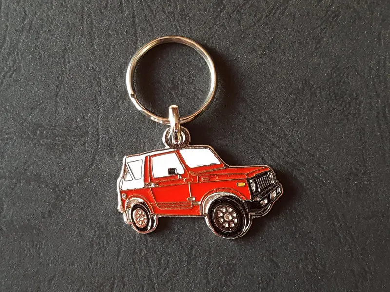 Keychain Suzuki Samurai Santana SJ410 SJ413 Sierra (red), profile key ring