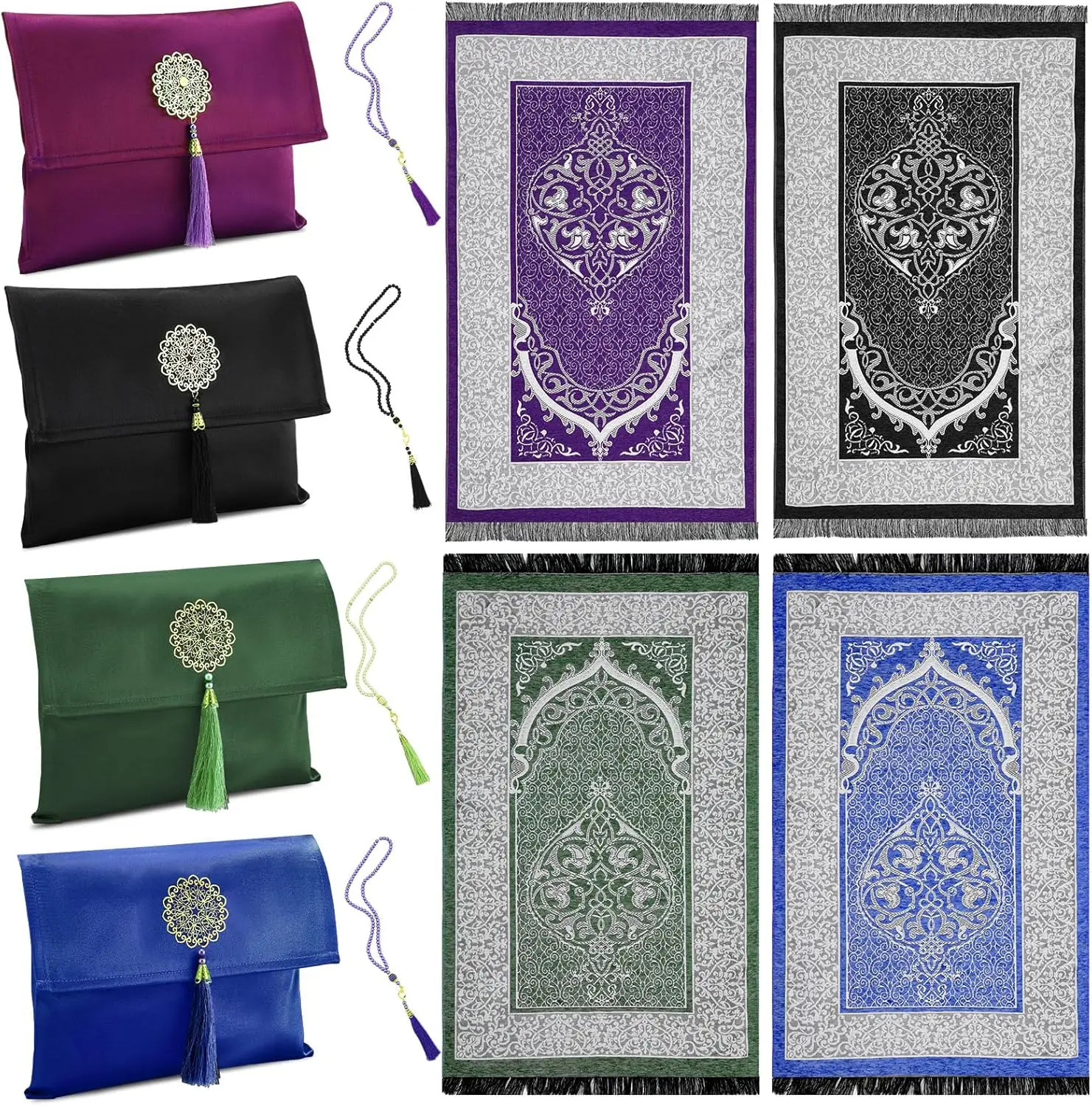 พรมสวดมนต์ของชาวมุสลิม, เสื่อสวดมนต์แบบพกพาชุดลูกปัดสวดมนต์พร้อมกระเป๋าผ้าซาติน, เสื่อสวดมนต์สําหรับเดินทางของขวัญรอมฎอน, ของขวัญอิสลาม