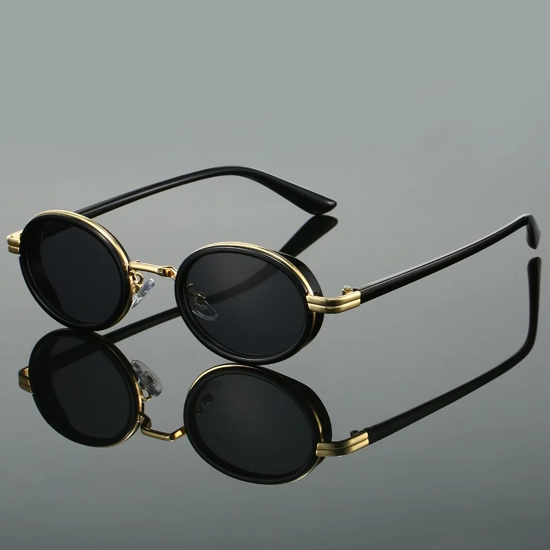 KAMMPT Vintage Punk Sunglasses 2024 New Fashion Oval Metal Gradient Sun Glasses Ins Trendy Luxury Brand Design Stylish Shades