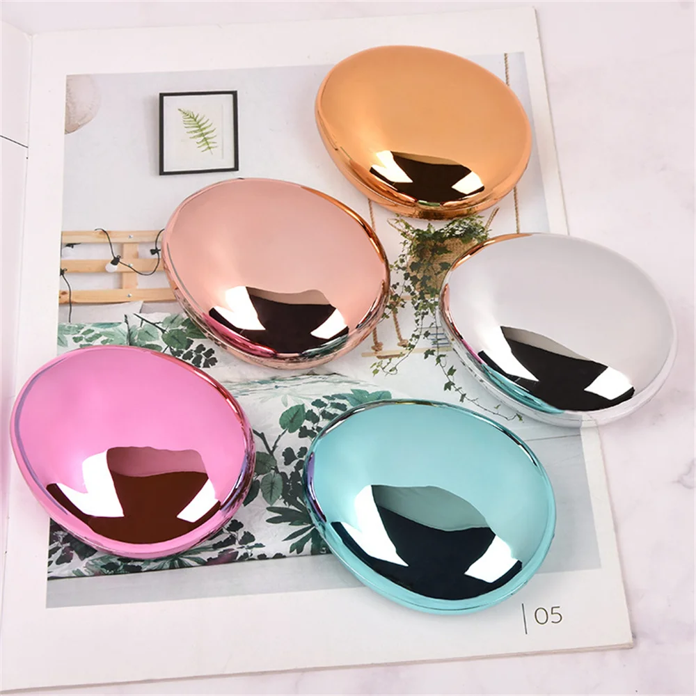 

New Ultra-Thin Mirror Pebble Contact Lens Case Ins Fashion Women'S Cosmetic Contact Box Travel Elegant Contact Lens Storage Box