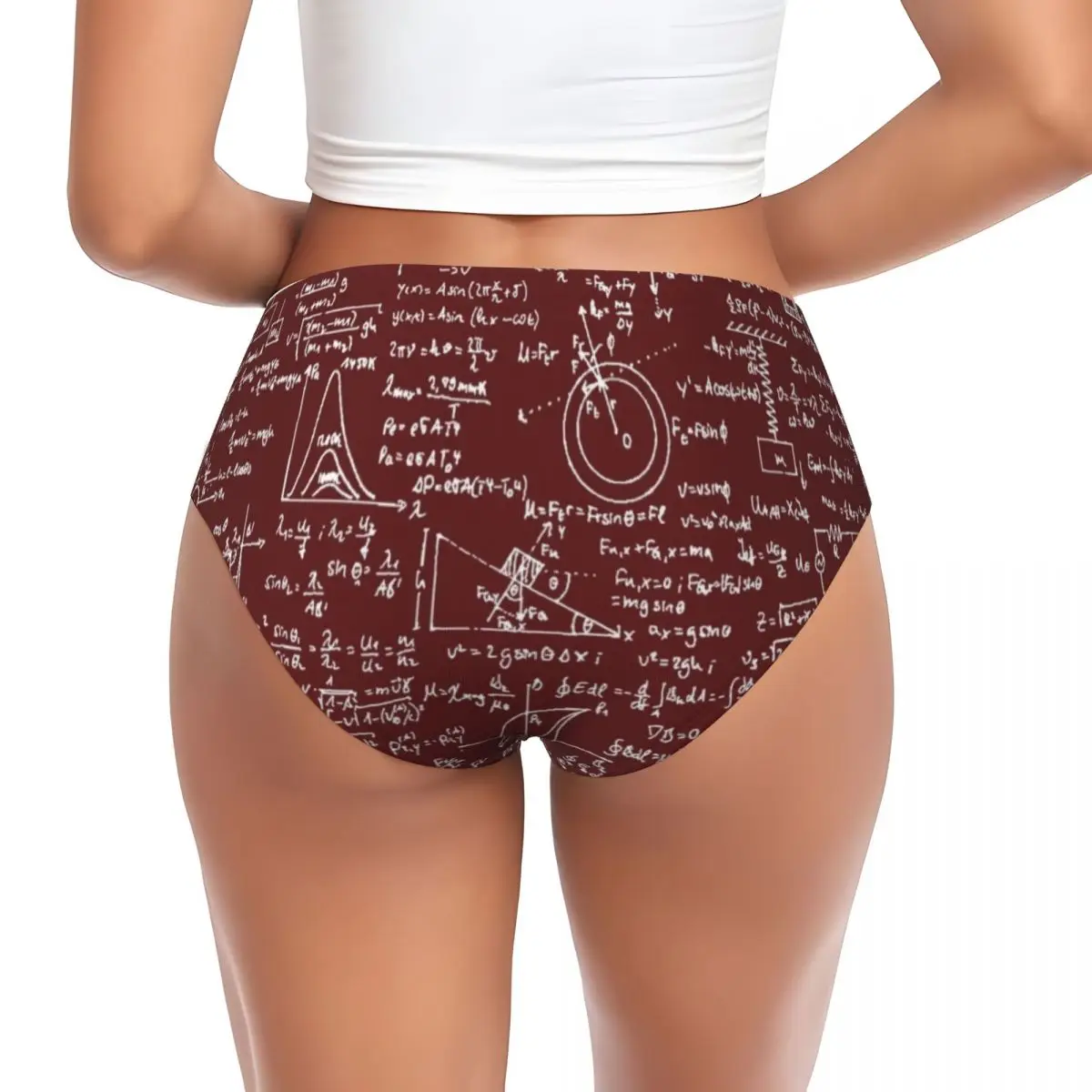 Custom Women's Physics Equations Burgundy Panties Breathable Math Science Teacher Geometric Gift Briefs Underwear