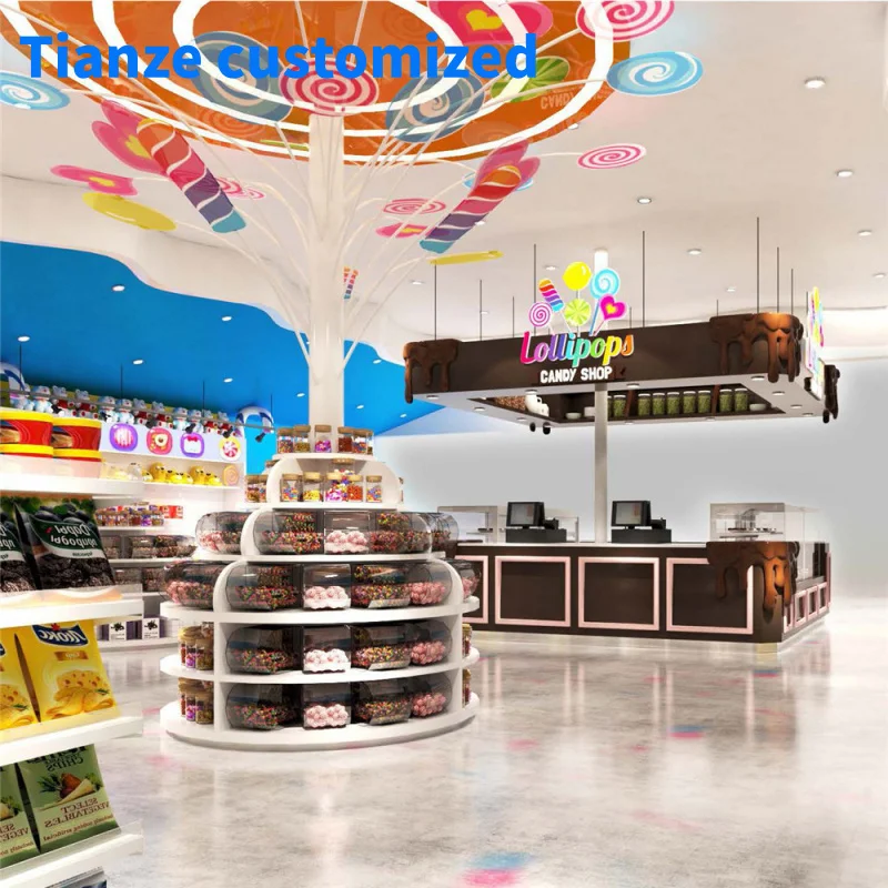 

（customized）Modern Style Candy Store Displays Interior Layout Design Candy Shop Decorations Furniture Candy Kiosks Design