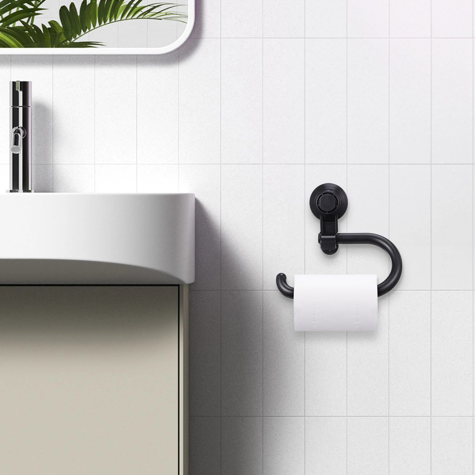 

Suction Cup Paper Towel Holder Tissue Rack for Kitchen Bathroom Wall Mounted Roll Wipes Black Storage Portable Space Saving