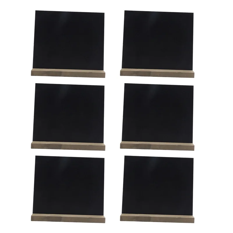 TTKK-6 Pack Деревенская меловая доска с деревянной подставкой для свадебных украшений, знаки, этикетки, доска 6X5 дюймов