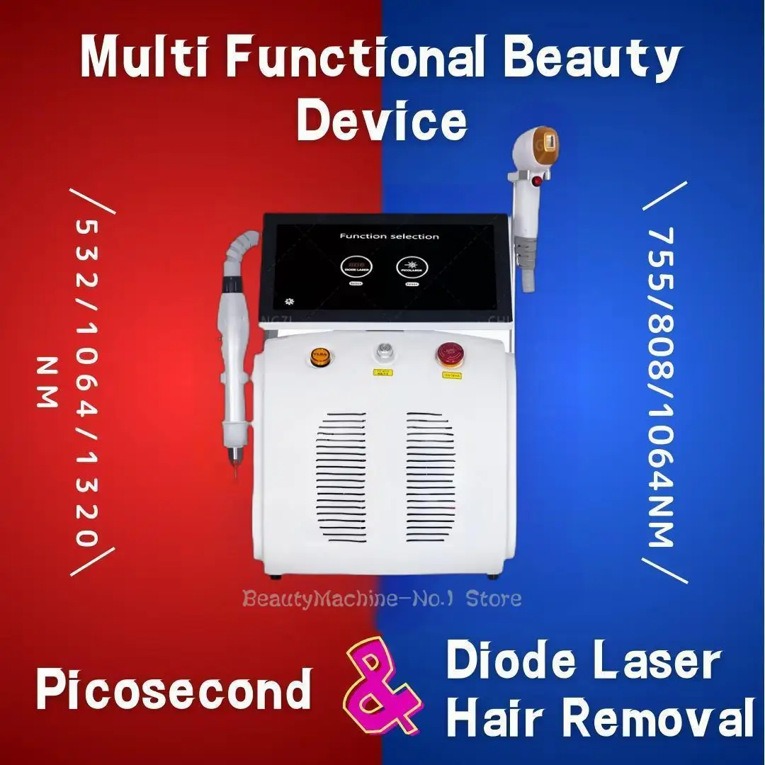 

NEW 2 IN 1 Soprano Titanium Ice Platinum Diode 755 808 940 1064nm 4 Wavelength Laser Hair Removal Machine Painless Women Home