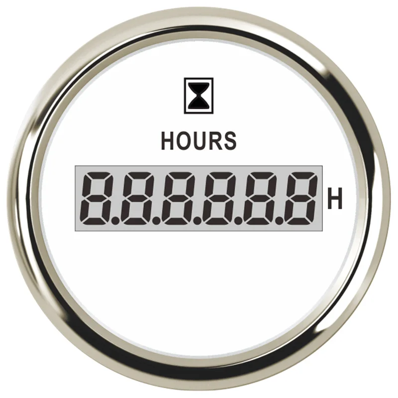 0-99999.9H Show Digital Hourmeters 52mm Black Hour Meters Clock Gauges with Red Backlight 9-32v Working Voltage for Car Ships