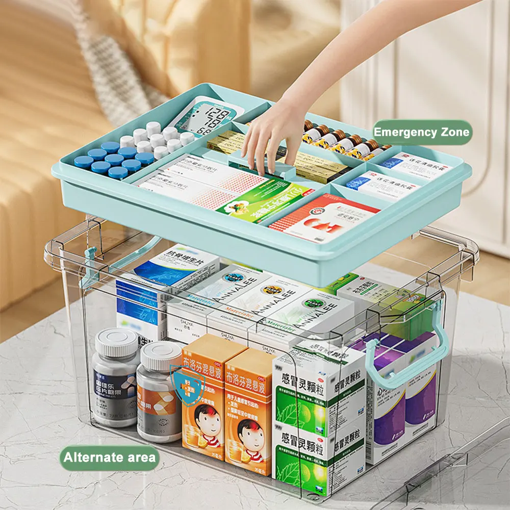 Large Capacity Portable Medicine Box Multi-layer Portable First Aid Medicine Box Medicine Storage Box Transparent Medicine Box