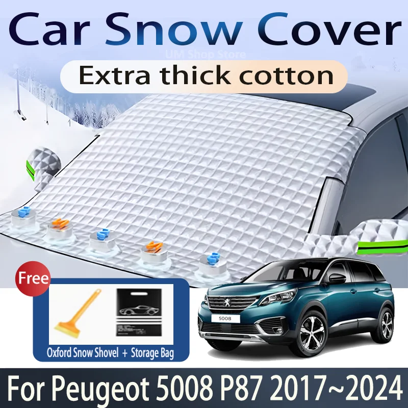 Car Cover For Peugeot 5008 P87 2017~2024 MK2 Front Windshield Snow Ice Shield Protector Window Shade Cover Exterior Accessories