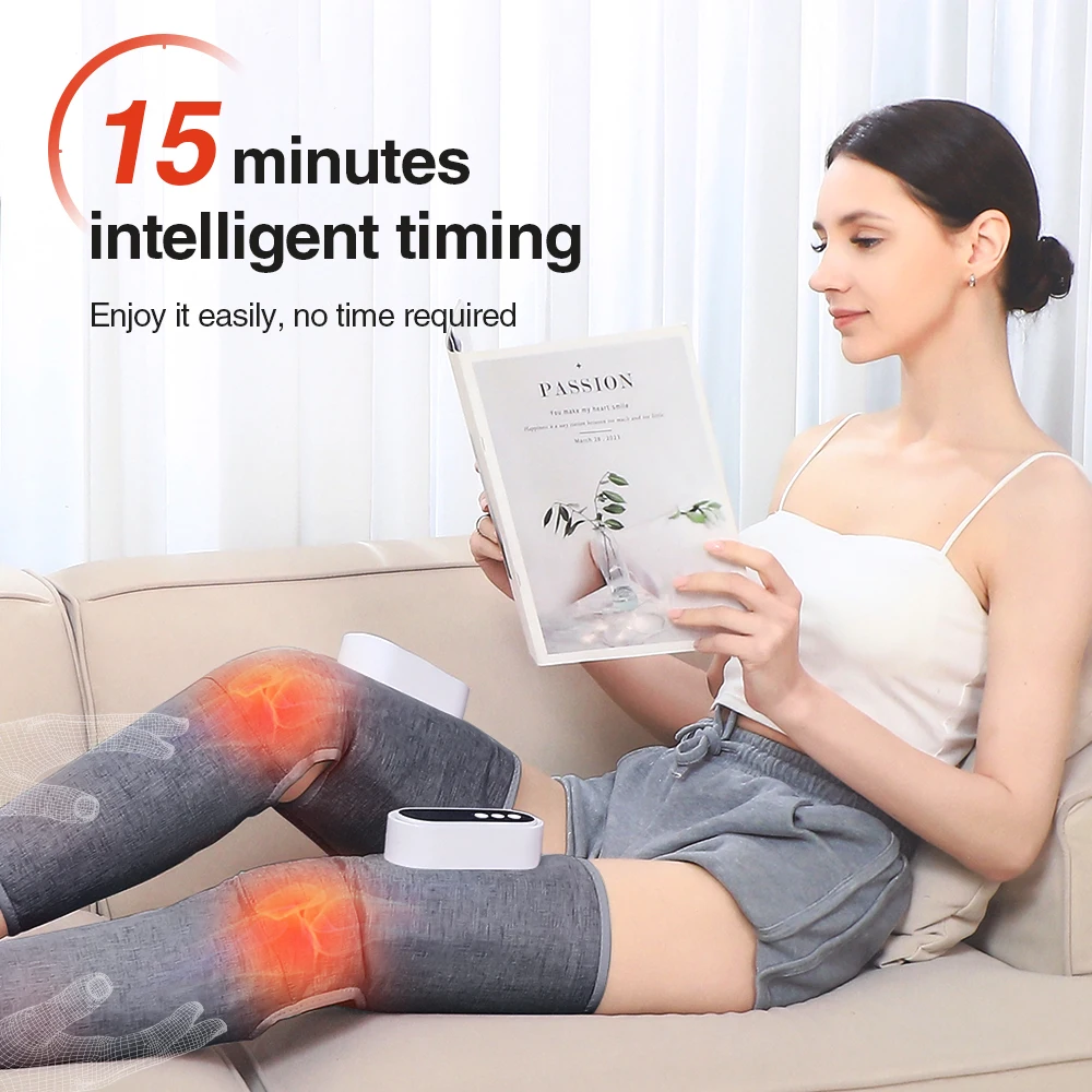 2 Stück elektrisches Bein massage gerät Luft kompression heizung 3 Massage modi Oberschenkel Wade und Knie 360 ° Allround-Paket USB-Aufladung