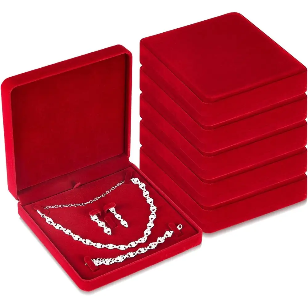 

Набор из 6 бархатных шкатулок для украшений: футляры для серег, колец, браслетов, ожерелий, подарочные коробки, футляры для хранения жемчужных ожерелий, для Дня матери, свадьбы