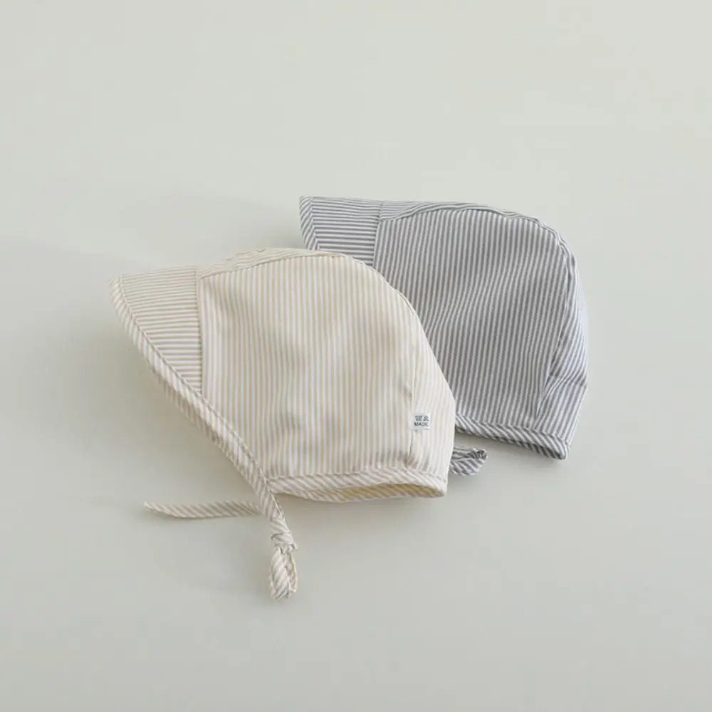 Breathable Soft Baby Fetal Cap Stripe UV Protection Infant Bonnet Hat Cotton Wide Brim Newborn Sun Hat Toddler