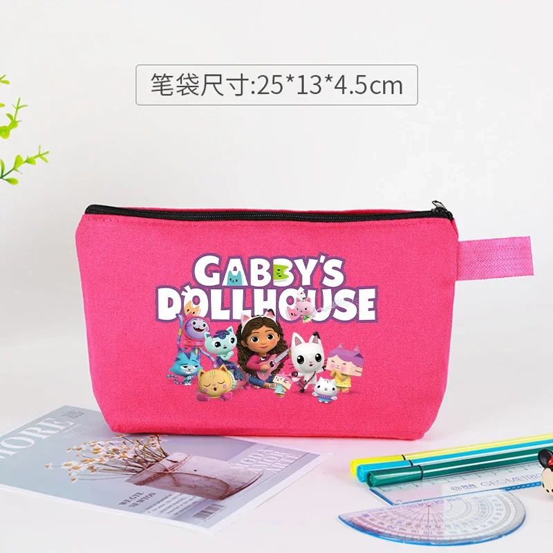 Gabby Dollhouse Cosmetic Bag Anime Cartoon Printed Coin Purse Girls Kawaii Student Stationery Storage Bags Kids Birthday Gifts