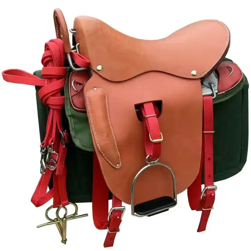 The First Layer of Pure Cowhide Military Saddle, Full Set of Saddle with Accessories, Complete Set of Steel Skeleton