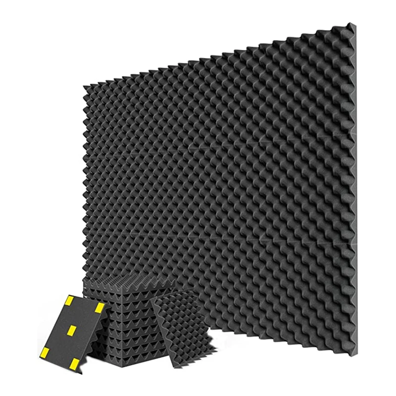 12 Pack Acoustic Foam Board High Density Retardant Acoustic Foam Quick Recovery Acoustic Board 1 Inx12 Inx12in, Black