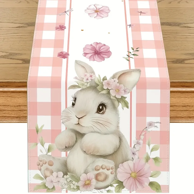 

Льняная дорожка для стола с пасхальным кроликом - прямоугольный праздничный декор для дома и вечеринки