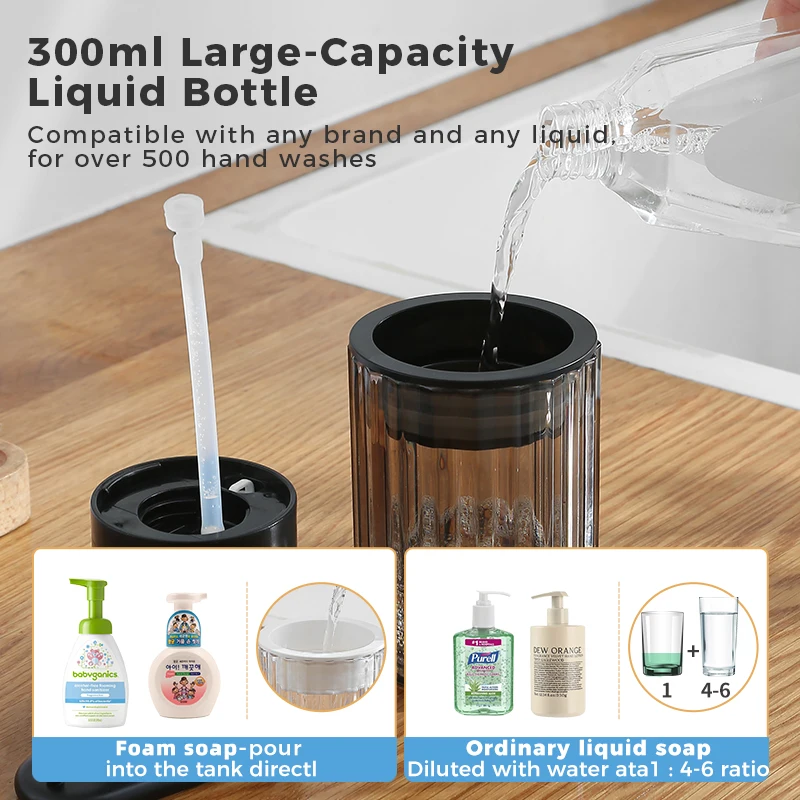 Automatic Foam Soap Dispenser Touchless Rechargeable Electric 3 Levels Adjustable Hand Sanitizer Dispenser for Kitchen and Bathroom image 6