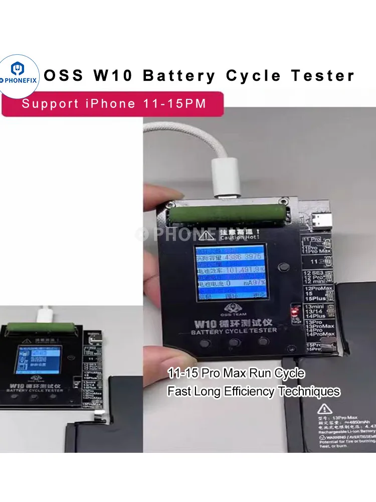 Imagem -04 - Oss W10 Tester Ciclo de Bateria Placa de Ativação Rápida para Iphone 1115 Pro Max Aumenta a Eficiência Capacidade Clibration