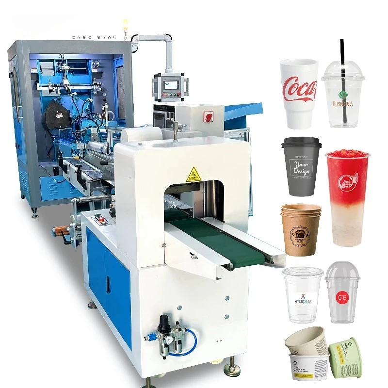 High Speed 8 Stations Screen Printing Machine for PP Paper Cups Plastic Bottles Logo with Automatic Packaging Function
