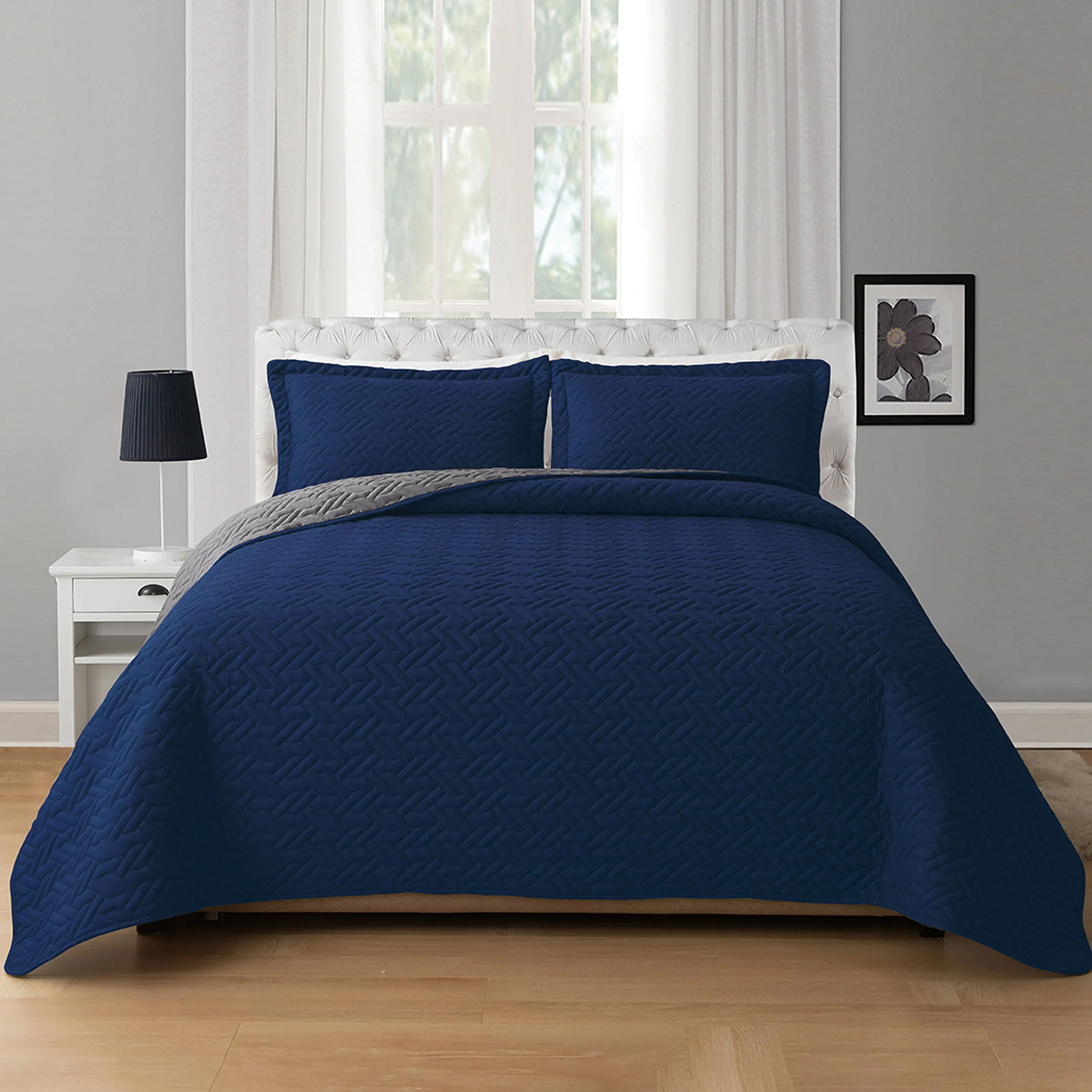 Elegant Comfort 3pcs Majestic Quilt Set Bedspreads, Ultra-Soft Comfortable Bedspread with 2 Pillow Shams Bedding, Machine