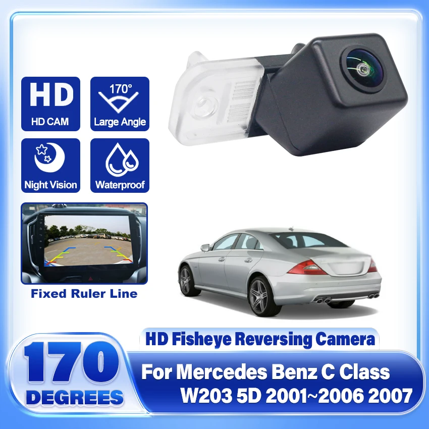 Fisheye-Rückfahrkamera für Mercedes Benz CLK W209 W203 W219 E-Klasse W211 2002~2008, Kennzeichenbeleuchtung mit RCA-Anschluss
