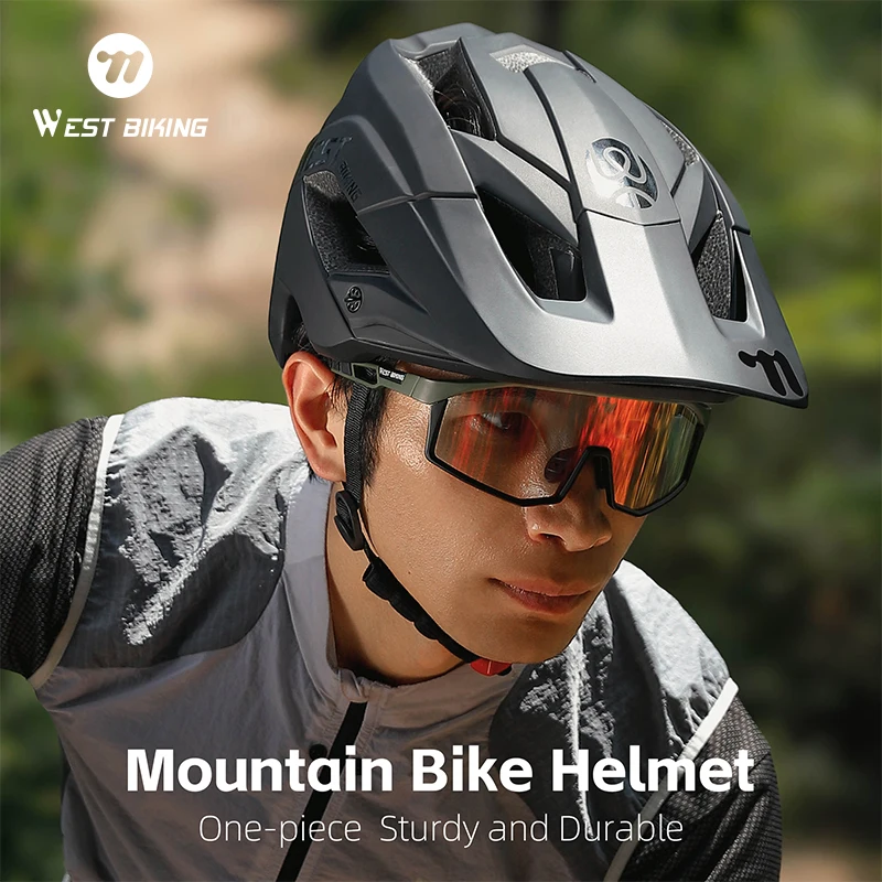 

WEST BIKING Motorcycle Helmet Adjustable MTB Bike Helmet With Removable Visor Lightweight Aerodynamic Cycling Safety Cap