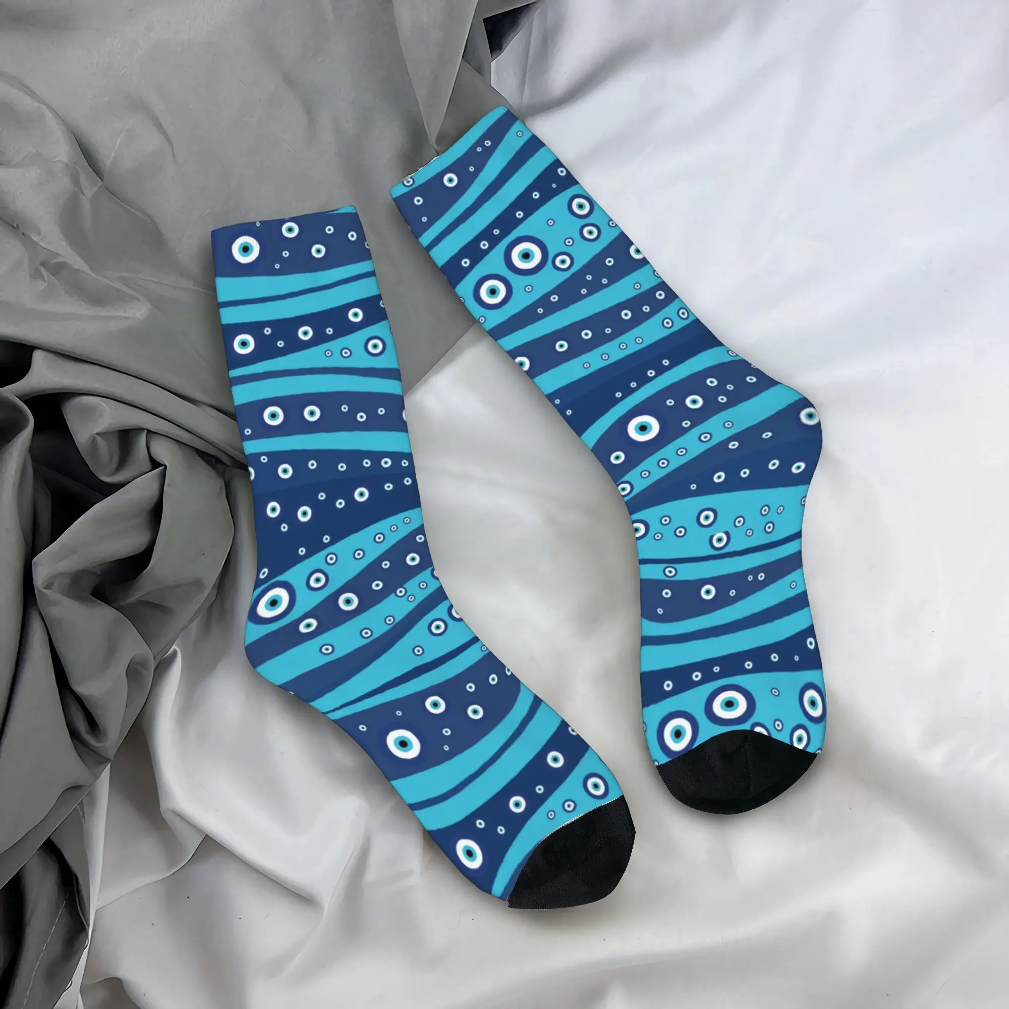 Kaos Kaki Motif Mata Jahat Turki, Kaos Kaki Lucu untuk Pasangan, Kaos Kaki Bernapas untuk Musim Gugur, Kaos Kaki Anti Selip untuk Lari, Ide Hadiah