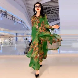 Large-size Silk Wide-Leg Pants Suit Women's Spring/Summer 2023 New Exotic Mmulberry Silk Fashion Temperament Slim Two-Piece Suit