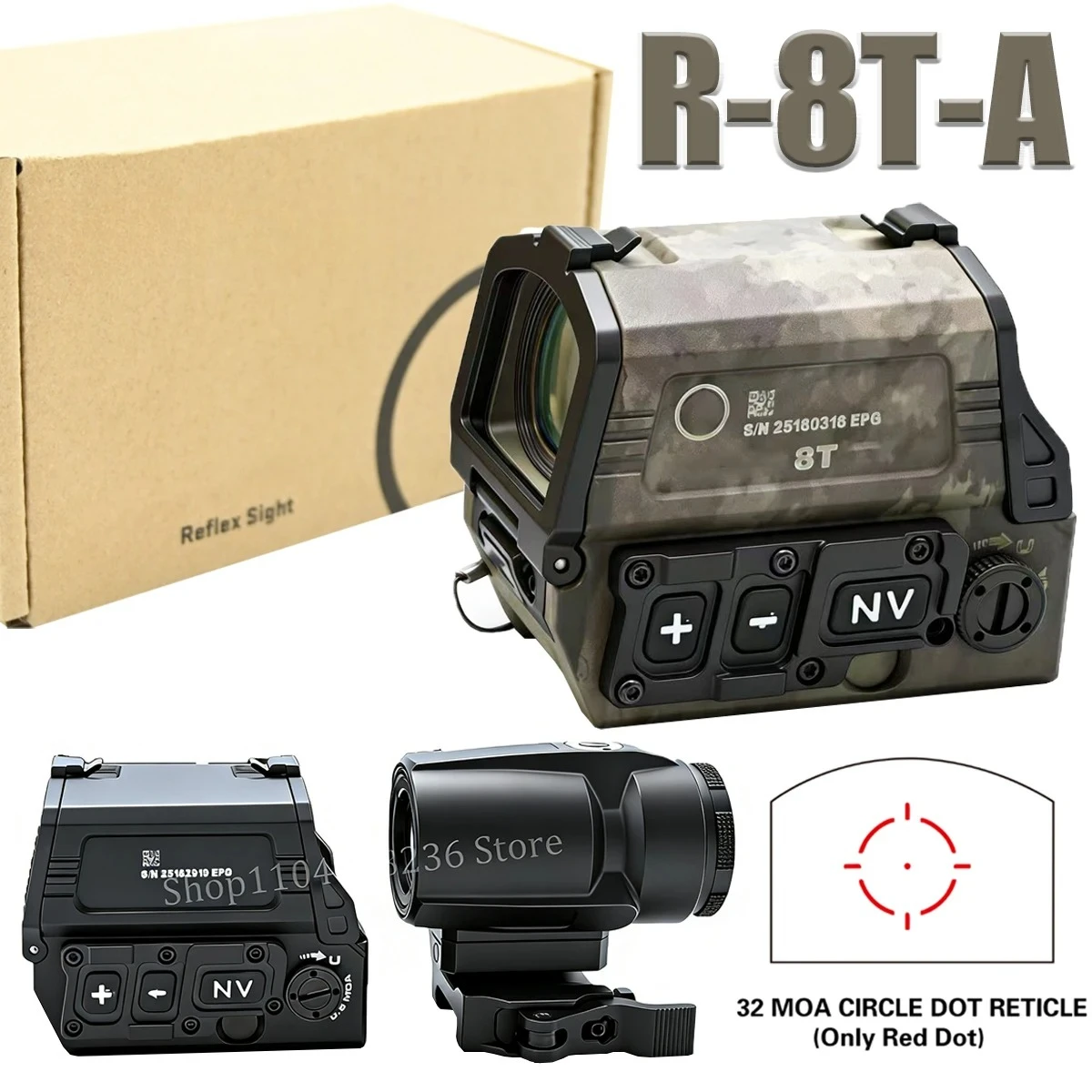 

Тактический голографический прицел R-8T Red Dot Sight 8T+J3 Optic Hunting Combo с 3-кратным увеличителем для планки Пикатинни, аксессуары для AR15