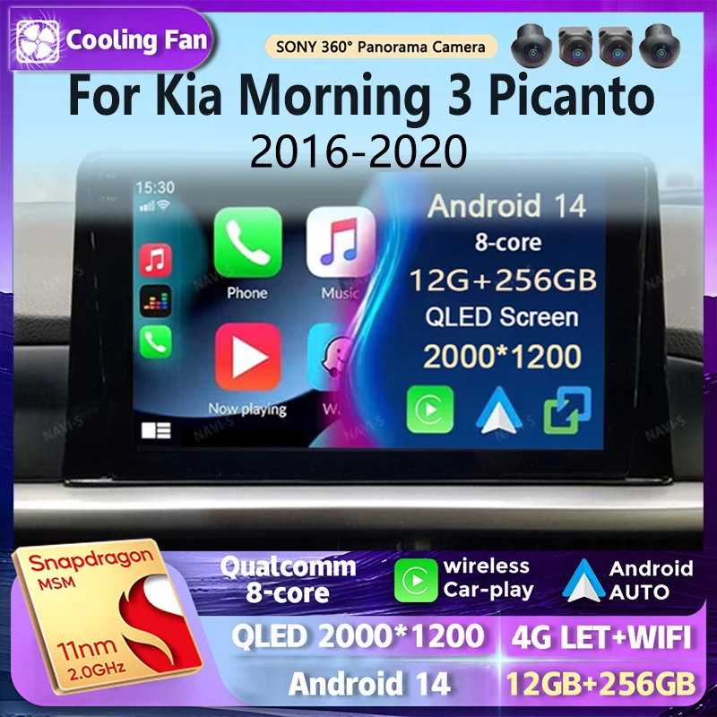 

Android 14 для Kia Morning 3 Picanto 2016-2020 2K QLED Android Автомобильный радиоприемник Мультимедийный видеоплеер GPS Стерео 4G CarPlay Головное устройство