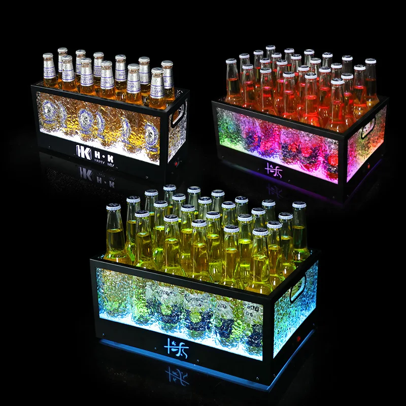 

Luminous ice bucket LED iron frame ice pattern champagne bucket beer frame ice