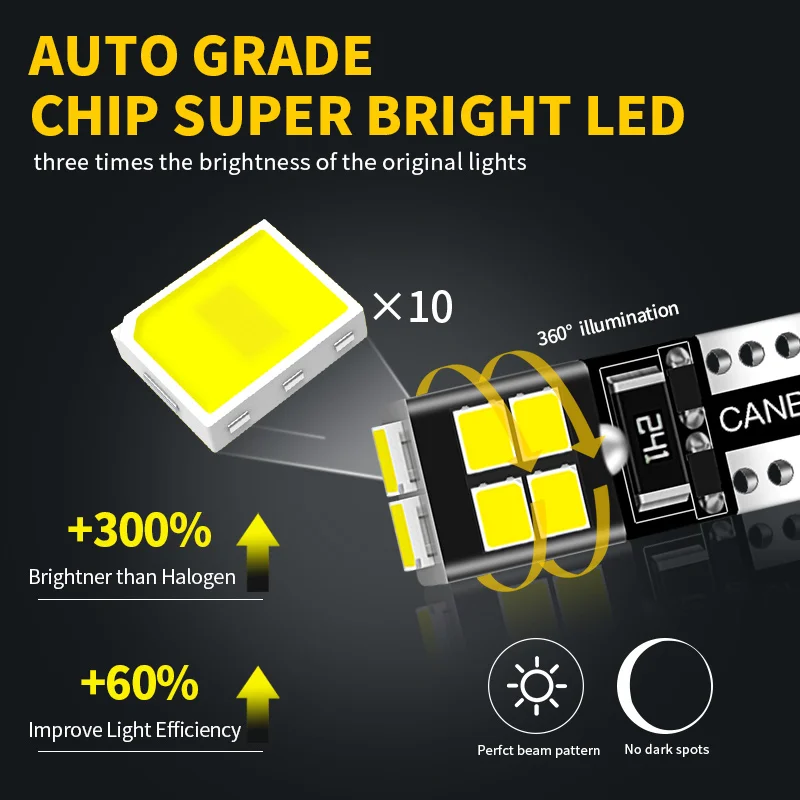 2PCS T10 W5W LED Bulb 12V Car License Plate Light Signal Lamp For Ford MK6 2002-2007 MK7 2008-2016 KA MK1 96-08 MK2 09-15 MK3 view 3