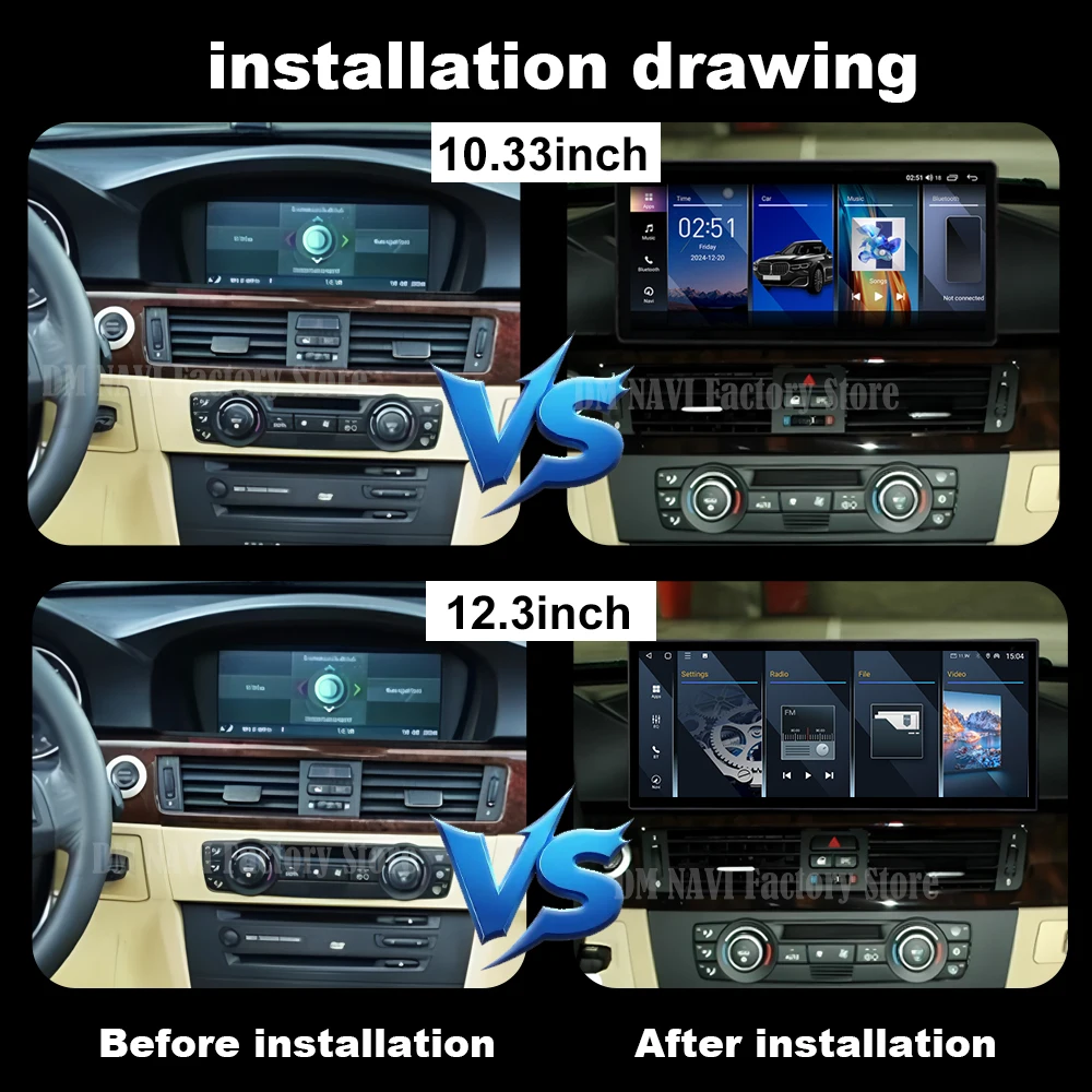 DSP Stereo Wireless CarPlay Android 14 For BMW 3 Series E90 E91 E92 2004 - 2012 CCC CIC System Navigation GPS Car Multimedia BT