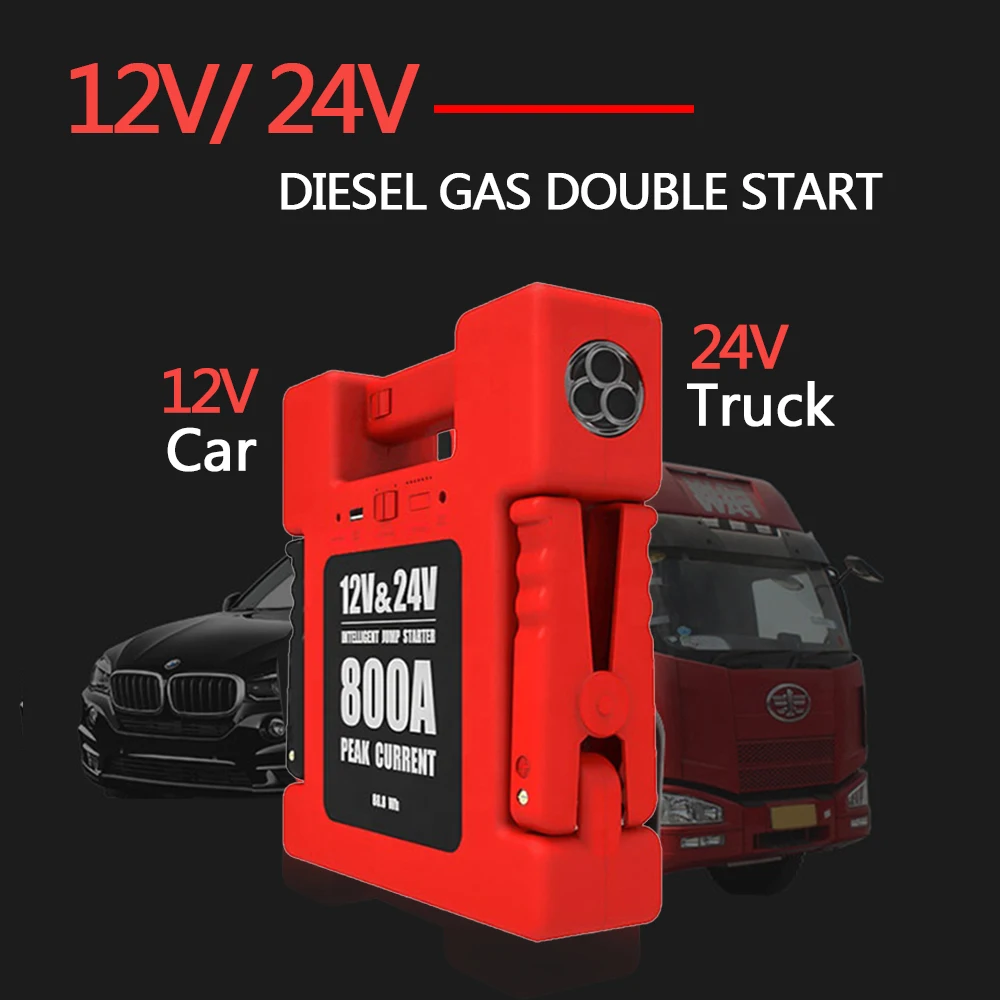 COSSIFTW Car Jump StOEM ODM 12/24Volt 24 Tonnes Truck Car Jump Starter 24000mAh Removable Booster Peak current 800A jump starter