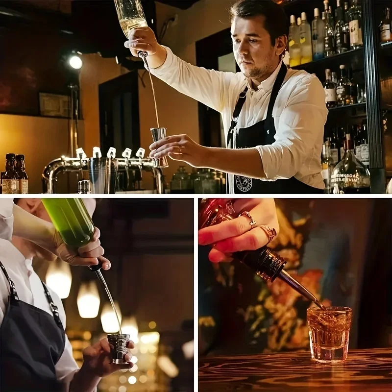 Stainless Steel Pourers, Liquor Bottle Pourers And Vinegar Tapered Stopper Spout, Liquor Pourers With Rubber Dust Caps
