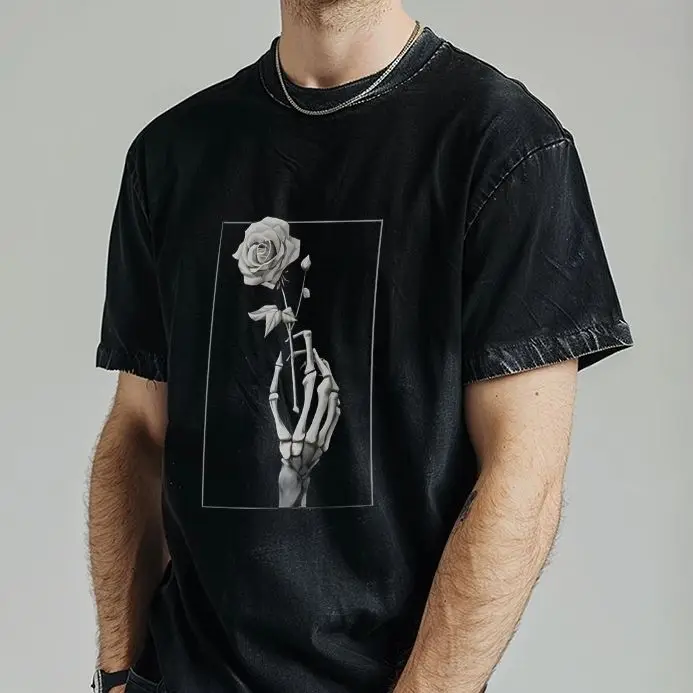 

Retro Vintage T-Shirt Graphic Colorful Tees Street Wear Y2K Women‘s Clothes Cotton Casual Crew NeckIntricate Hand & Rose Design