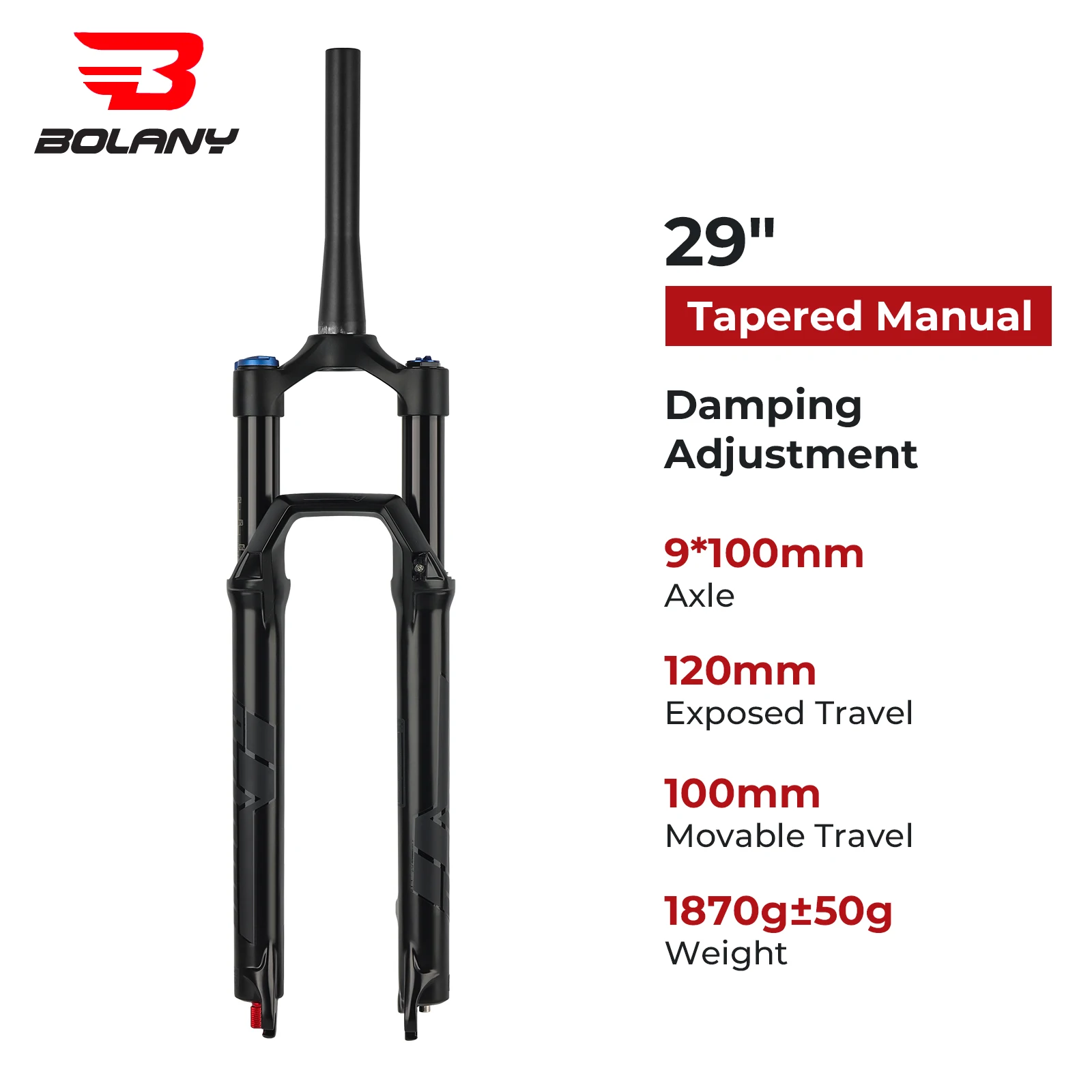 BOLANY 27.5 29er 自転車サスペンションエアフォーク 9 × 100