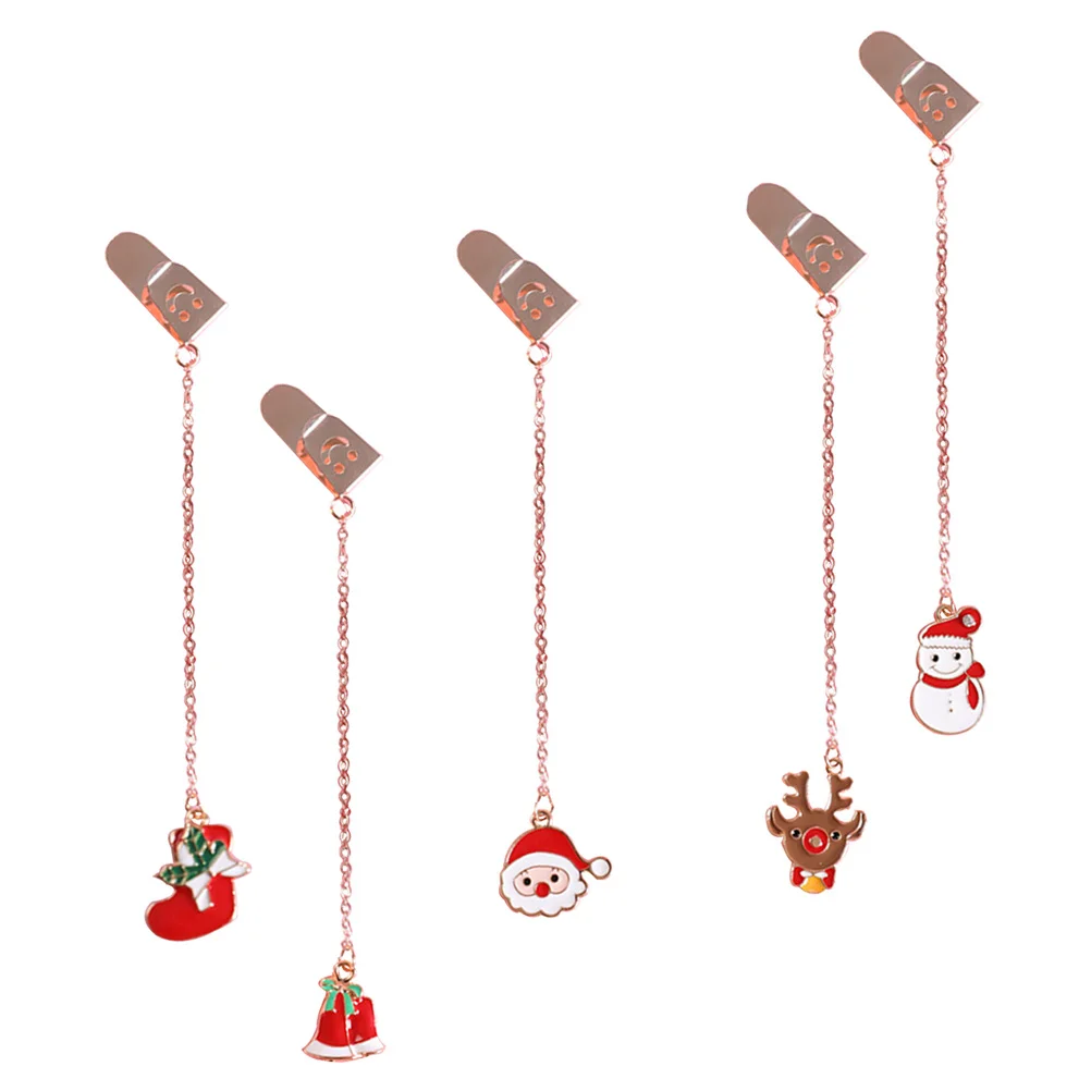 

5Pcs Metal Bookmark Christmas Design Alloy Reading Marker Pendant for Students Friends Gift Bookmark Pendant