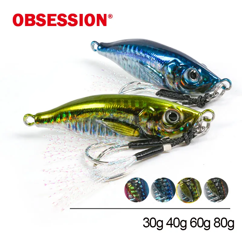 

OBSESSION 60g 80g Little Jack Shore Casting Spoon 3D Print Japan Metal Jig Bass Fish Bait Saltwater Slow Sinking Fishing Lure