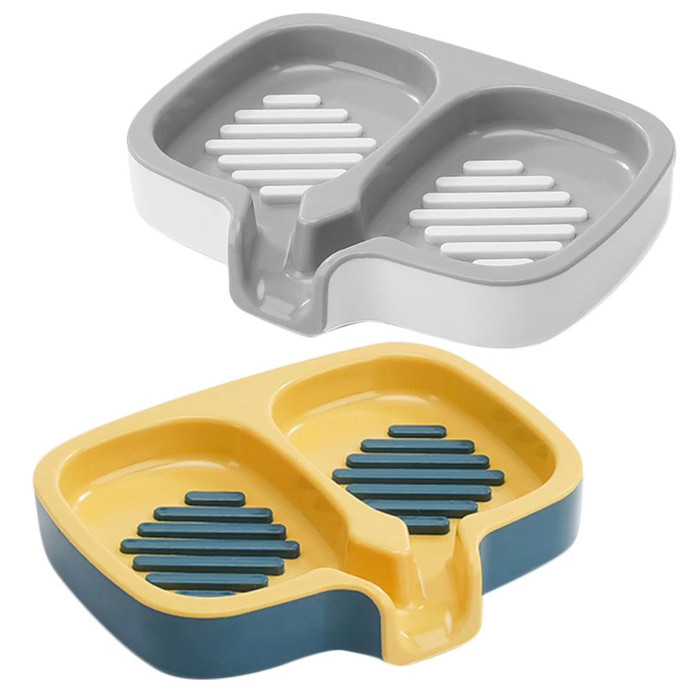 

2Pcs Soap Box Self Draining Holder Bar Tray Storage Bracket White Gray Blue Yellow PP Material Easy Clean Sturdy Long